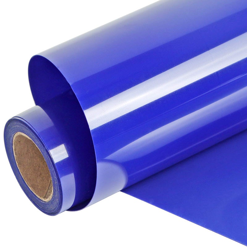 FUNKAKA Blue HTV Heat Transfer Vinyl Rolls, 12" x 9ft Glossy Blue Iron on Vinyl for T-Shirt, Adhesive Blue HTV Vinyl for All Cutter Machines Easy to Cut & Weed for Heat Vinyl Design - Image 1